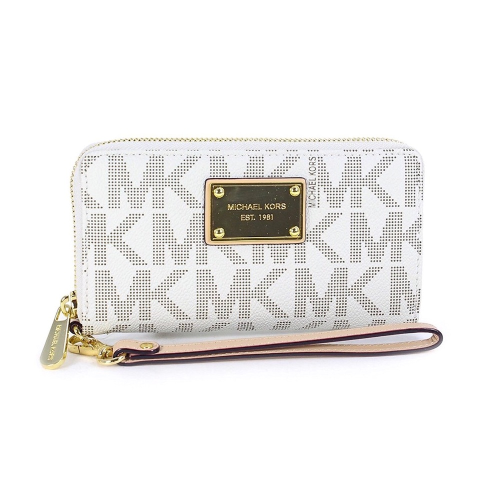 Michael Kors White Logo iPhone Wallet Wristlet